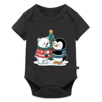 Polar Bear Penguin Christmas North Pole South Pole Visit - Baby Premium short-sleeve bodysuit - black - Front