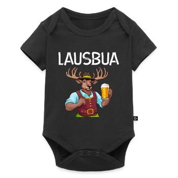 Lederhose Hirsch Tracht Bayrisch Trachten Ersatz - Baby Premium Kurzarmbody - Schwarz - Vorne