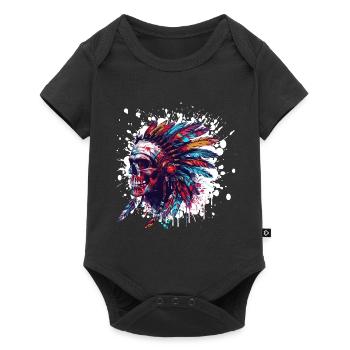 Crâne de chef indien - Body à manches courtes Premium Bébé - noir - Devant