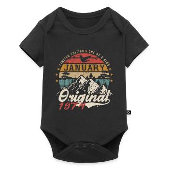Janvier 1974 Cadeau Anniversaire - Janvier 1974 - Body à manches courtes Premium Bébé - noir - Devant