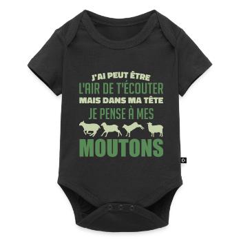 I think of my sheep - Baby Premium short-sleeve bodysuit - black - Front