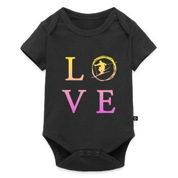 Love Skifahren ski fahren - Baby Premium Kurzarmbody - Schwarz - Vorne
