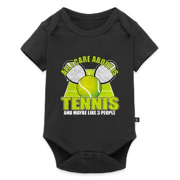 Tennisplatz Tennisball Tennisschläger - Baby Premium Kurzarmbody - Schwarz - Vorne