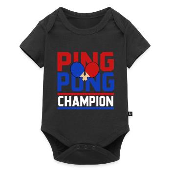 Ping-Pong Pingpong Tischtennis Tischtennisschläger - Baby Premium Kurzarmbody - Schwarz - Vorne