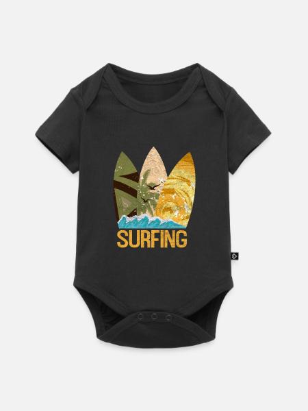 Surfbrett - Baby Premium Kurzarmbody - Schwarz