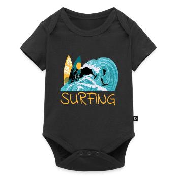 Surfer, surf, surf, surf, surfergirl, sports nautiques - Body à manches courtes Premium Bébé - noir - Devant