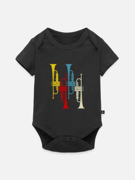 Trompete Trompeten Retro - Baby Premium Kurzarmbody - Schwarz