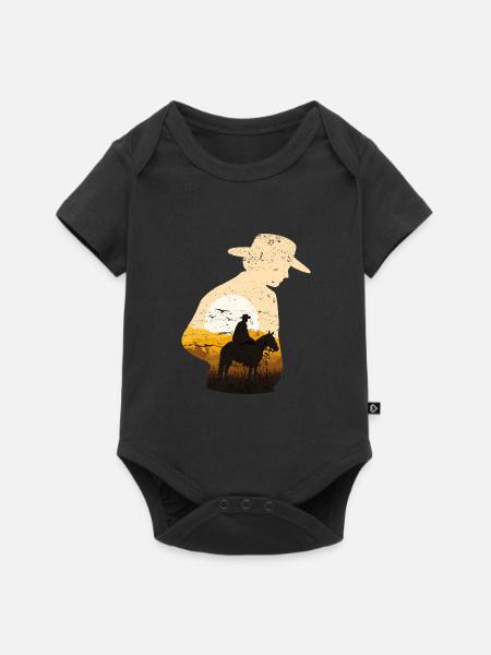 Cowboy Pferd Sonnenuntergang Vintage Western - Baby Premium Kurzarmbody - Schwarz
