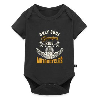 Opa Motorrad Biker Motorradfahrer Großvater - Baby Premium Kurzarmbody - Schwarz - Vorne