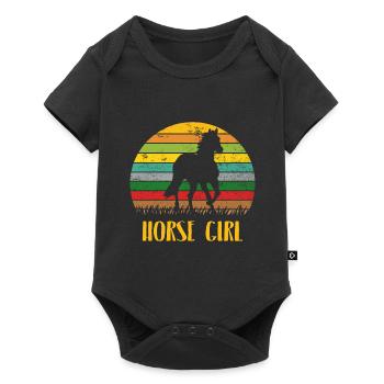 Cheval fille équitation cavalier de cheval rétro vintage - Body à manches courtes Premium Bébé - noir - Devant