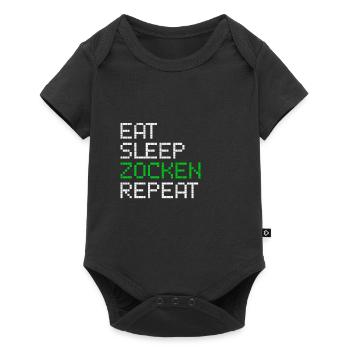 Jeu vidéo sort amusant eat jouer repeat - Body à manches courtes Premium Bébé - noir - Devant