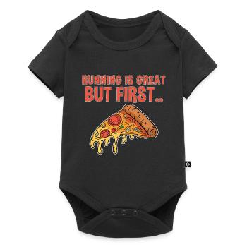 PIZZA JOGGING RUNNING - Baby Premium short-sleeve bodysuit - black - Front