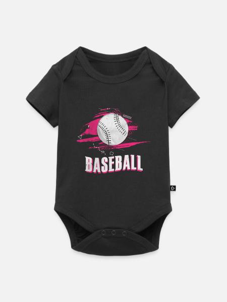 Baseball Baseball-Spieler Baseballschläger - Baby Premium Kurzarmbody - Schwarz