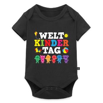 Weltkindertag Geschenk Mama Papa Kinder - Baby Premium Kurzarmbody - Schwarz - Vorne