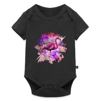 Pink Flamingo - Baby Premium Kurzarmbody - Schwarz - Vorne