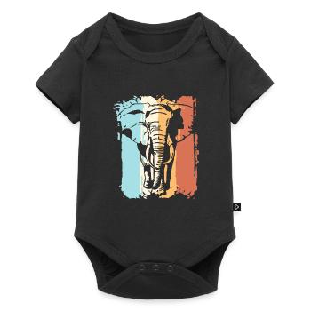 Rétro éléphant - Body à manches courtes Premium Bébé - noir - Devant