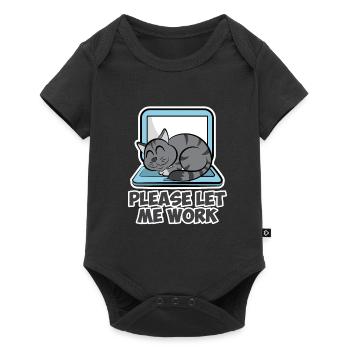 Katze Laptop Computer Let me work Damen Herren - Baby Premium Kurzarmbody - Schwarz - Vorne