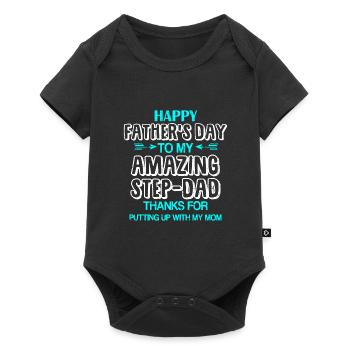 Stiefvater Vaterschaft Dad Daddy Papa Vatertag - Baby Premium Kurzarmbody - Schwarz - Vorne
