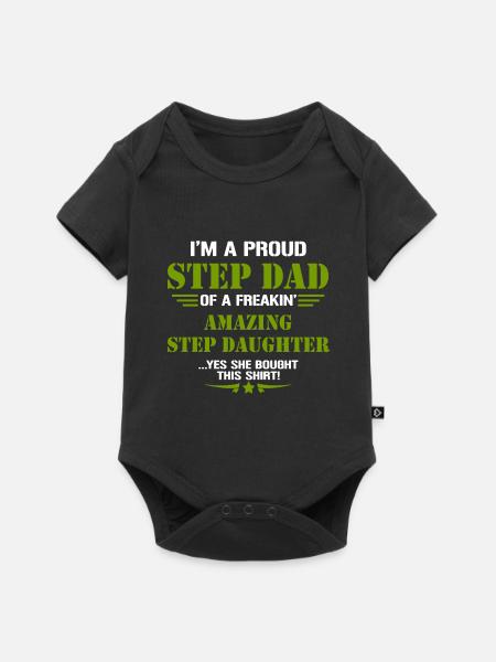Stiefvater Vater und Tochter Vatertag - Premium kortærmet baby-body  - sort