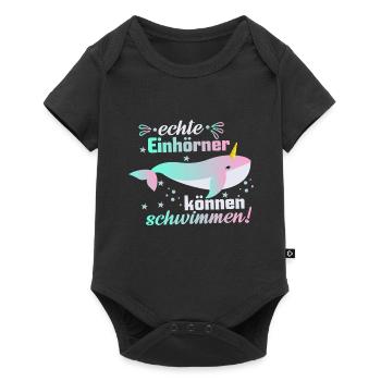Einhorn – Shirt Magie Schwimmen Mädchen Geschenk - Baby Premium Kurzarmbody - Schwarz - Vorne