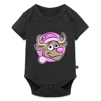Weihnachten in Pink - Rentier in Pink - Baby Premium Kurzarmbody - Schwarz - Vorne