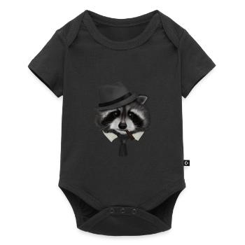 Gangster Mafia Raccoon - Baby Premium short-sleeve bodysuit - black - Front
