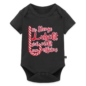 Zuckerstange Lutschen Lustige Sprüche Weihnachten - Baby Premium Kurzarmbody - Schwarz - Vorne
