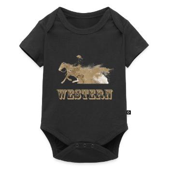 cavalier équitation western - Body à manches courtes Premium Bébé - noir - Devant