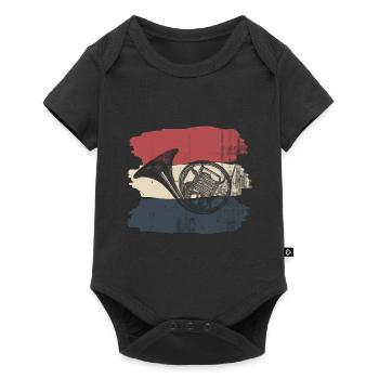 Cor français rétro - Body à manches courtes Premium Bébé - noir - Devant