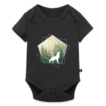 nature géométrie formes forêt de loups - Body à manches courtes Premium Bébé - noir - Devant