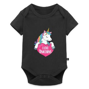 J'adore les licornes Licorne - Body à manches courtes Premium Bébé - noir - Devant
