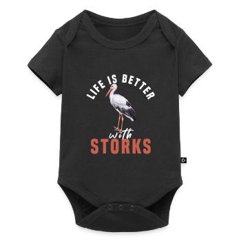stork - Baby Premium short-sleeve bodysuit - black - Front