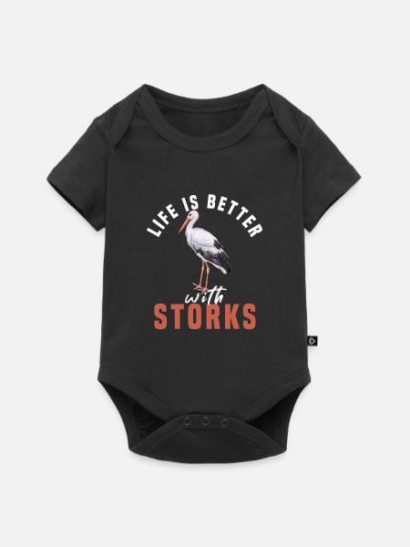 Storch - Baby Premium Kurzarmbody - Schwarz