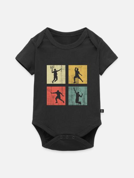 Badminton - Baby Premium Kurzarmbody - Schwarz
