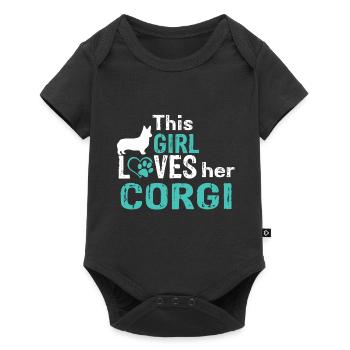 Pembroke Walisisch Corgi - Baby Premium Kurzarmbody - Schwarz - Vorne