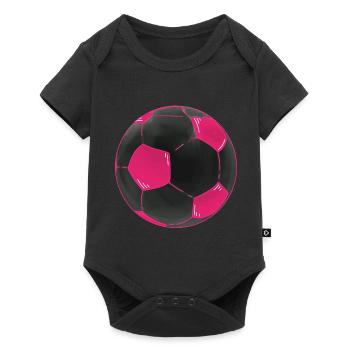 Fußball Pink Schwarz Fußbälle Sticker - Baby Premium Kurzarmbody - Schwarz - Vorne