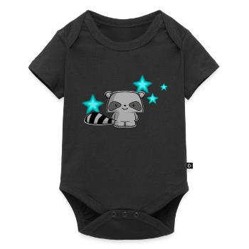 raton laveur mignon, enfants, kawaii, chemise de couchage, bébé - Body à manches courtes Premium Bébé - noir - Devant