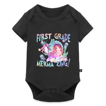 first grad is merma zing Girls Boys Teacher Team - Baby Premium short-sleeve bodysuit - black - Front