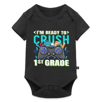 Ich bin bereit, Regenbogenmädchen Jungen der 1. Klasse zu zerquetschen - Baby Premium Kurzarmbody - Schwarz - Vorne