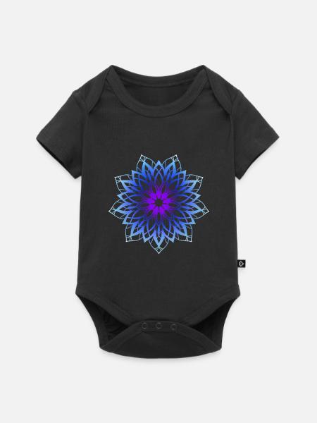 Blue Mandala - Baby Premium Kurzarmbody - Schwarz
