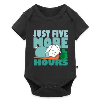 Just Five More Hours - Süßer Schlafender Hase - Baby Premium Kurzarmbody - Schwarz - Vorne