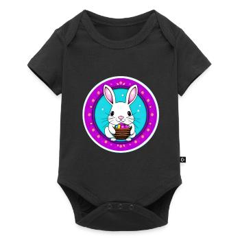 Lapin de Pâques et panier de Pâques - Body à manches courtes Premium Bébé - noir - Devant