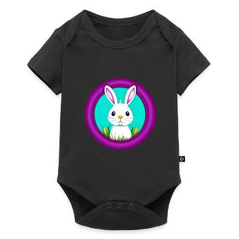 Rabbit White Purple Easter - Baby Premium short-sleeve bodysuit - black - Front