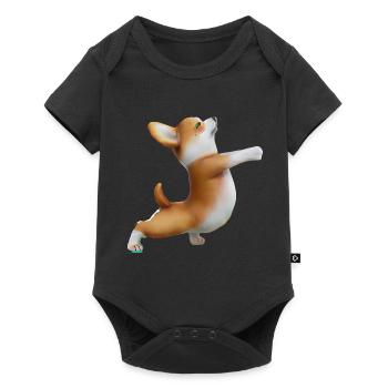 Corgi dog in yoga pose - Baby Premium short-sleeve bodysuit - black - Front