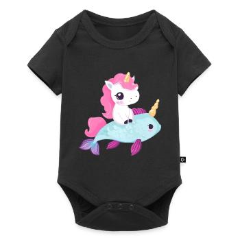 La licorne monte sur le poisson - Body à manches courtes Premium Bébé - noir - Devant