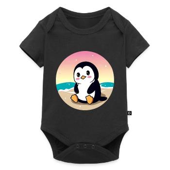 Pingouin de plage au coucher du soleil - Body à manches courtes Premium Bébé - noir - Devant