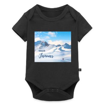 Hallo Januar - Baby Premium Kurzarmbody - Schwarz - Vorne
