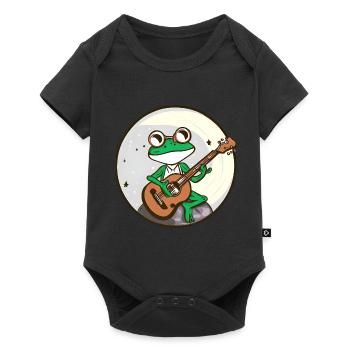 Mondschein Frosch mit Gitarre - Baby Premium Kurzarmbody - Schwarz - Vorne
