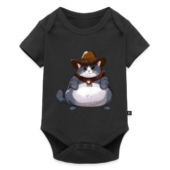 Fat Cowboy Cat - Baby Premium short-sleeve bodysuit - black - Front