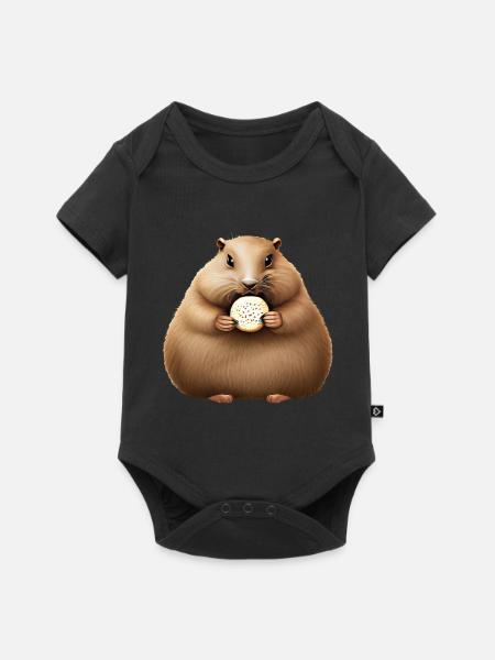 Groundhog mit Cracker - Baby Premium Kurzarmbody - Schwarz